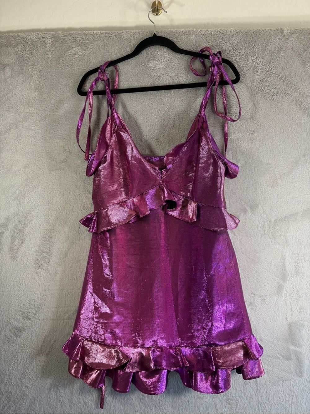 Kenzo Metallic Fuchsia Ruffle Mini Dress - Picture 2 of 6